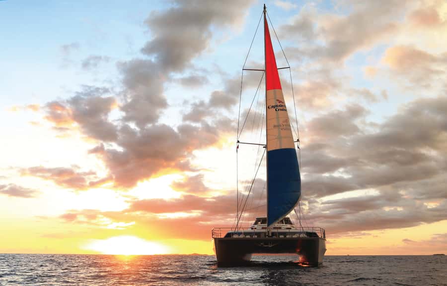 Fiji: Captain Cook Cruises Sunset Dinner Cruise with Lobster - Sunset on Fiji One, from daylight to deep blue